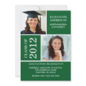 Photo Graduation Invitation ~Classy Green & White invitation