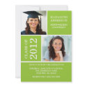 Photo Graduation Invitation ~Classy Green & White invitation