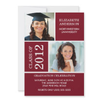 Photo Graduation Invitation ~Classy Maroon & White