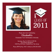 Photo Graduation Invitation ~Classy Maroon & White