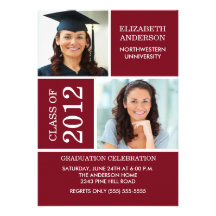 Photo Graduation Invitation ~Classy Maroon & White