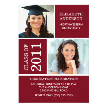 Photo Graduation Invitation ~Classy Maroon & White