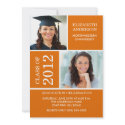 Photo Graduation Invitation ~Classy Orange & White invitation