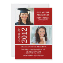 Photo Graduation Invitation ~Classy Red & White