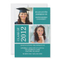 Photo Graduation Invitation Classy Turquoise White invitation