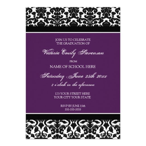 Photo Graduation Party Invitation Card Purple