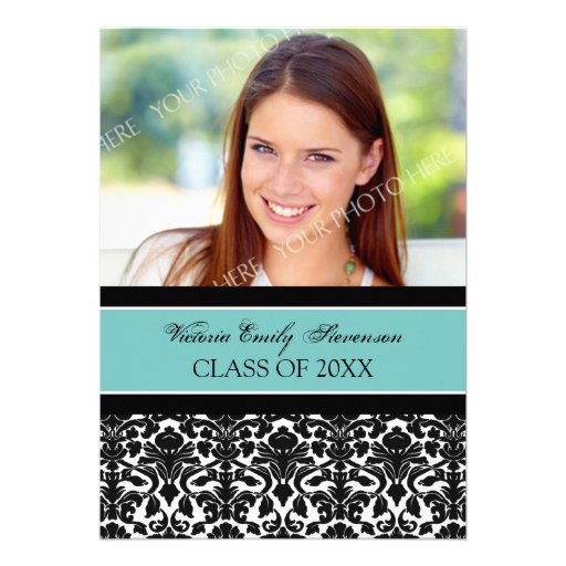 Photo Graduation Party Invitation Card Teal