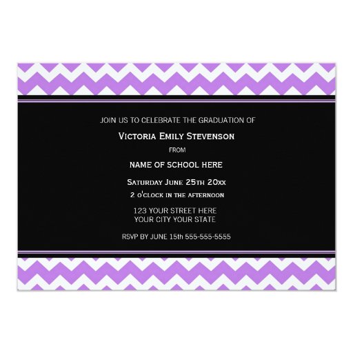 Photo Graduation Party Invitation Purple Chevron