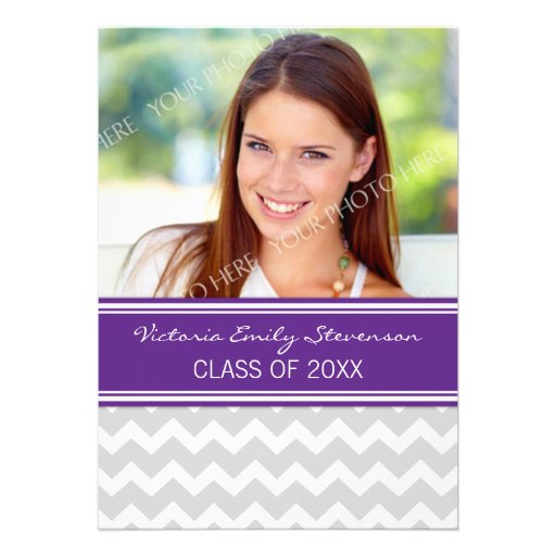 Photo Graduation Party Invitation Purple Chevron