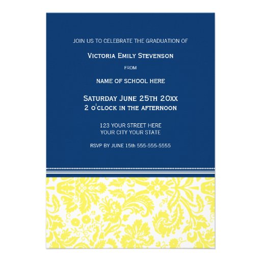 Photo Graduation Party Invitation Yellow Blue