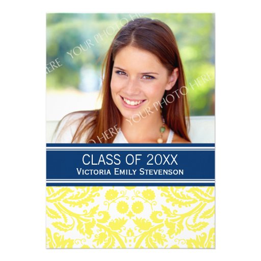 Photo Graduation Party Invitation Yellow Blue