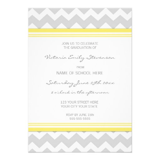 Photo Graduation Party Invitation Yellow Chevron