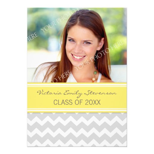 Photo Graduation Party Invitation Yellow Chevron