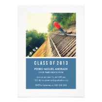 Photo Graduation Party Navy Blue White Class 2013 invitations