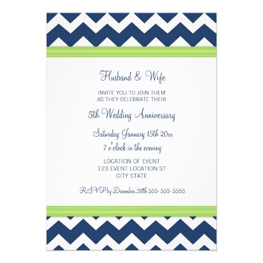 Photo Green Blue 5th Anniversary Invitation