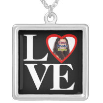 Photo Heart Frame LOVE Black and White with Red Pendants