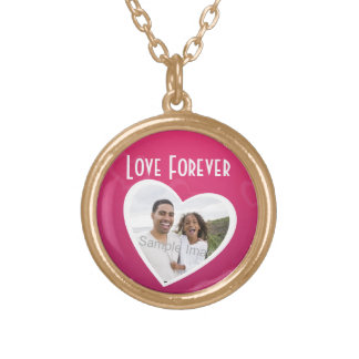 necklace personalized frame heart pink plated gold necklaces valentines pendant round zazzle