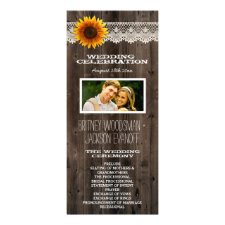 Photo Lace & Barn Wood Sunflower Wedding Programs Rack Card Design