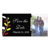 Photo Lighted Leaf Save the Date Card Custom Photo Card