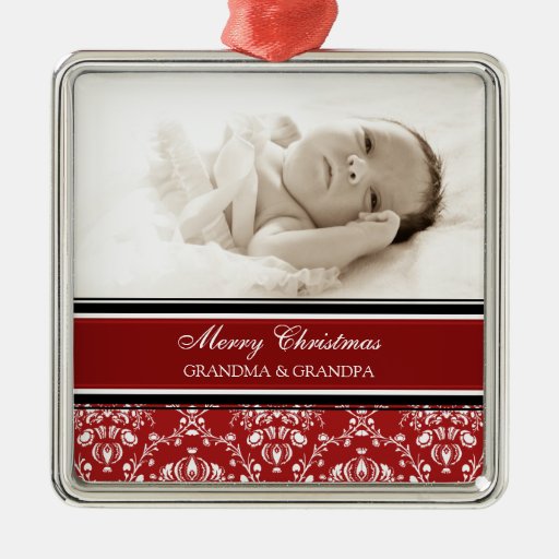 Photo Merry Christmas Grandparents Ornament Red