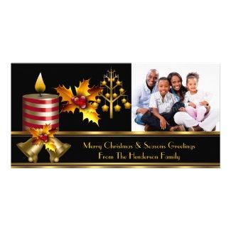 Photo Merry Christmas Season Greetings Family 3 Photo Cards