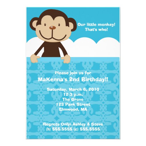 Photo Monkey Birthday Invitation Double Sided