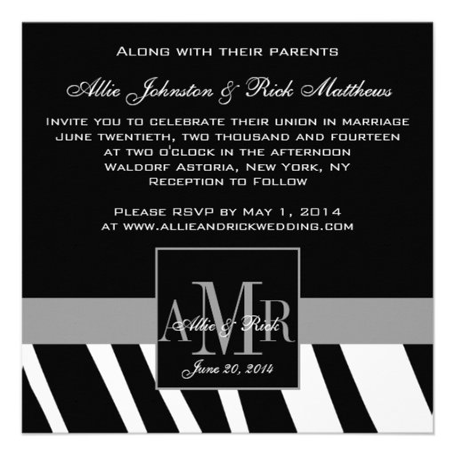 Photo Monogram Zebra Wedding Invitations