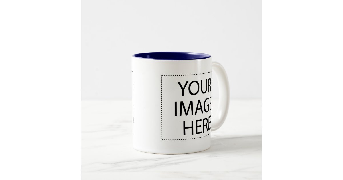Photo mug navy blue 11oz template Zazzle