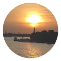 Photo of dramatic Sunset in Venice laguna, Italy Round Sticker