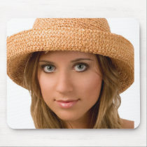 Photo of pretty woman in straw hat mousepads by jeffwqc Photo of pretty woman in straw hat mousepads