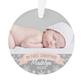 Photo Ornament | Baby Girl First Christmas