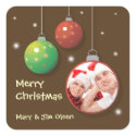 Photo ornament sparkly Merry Christmas sticker sticker