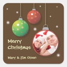 Photo ornament sparkly Merry Christmas sticker