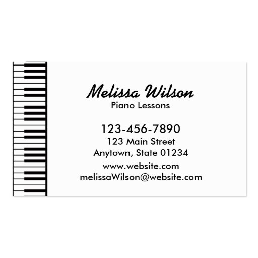 Photo Piano Business Card (back side)