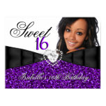Photo Purple Glitter Sweet 16 16th Birthday Banner Poster