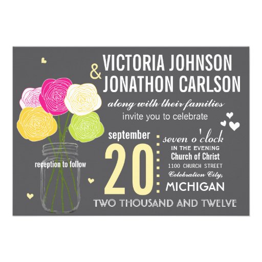 Photo Ranunculus Typography Modern Wedding Custom Announcement (front side)