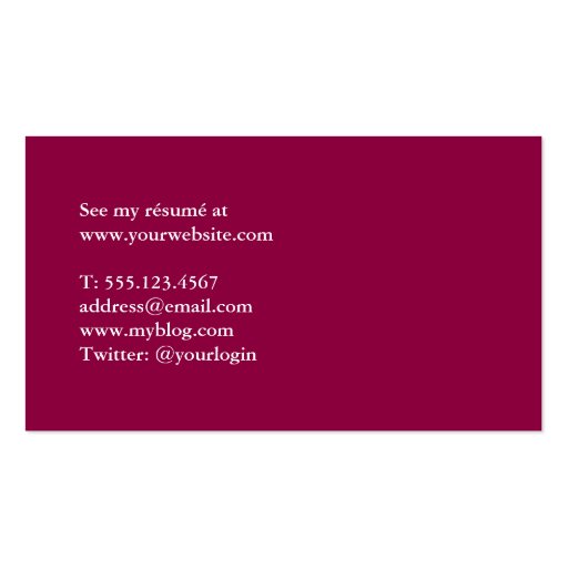 Photo red graduation formal networking student business cards (back side)