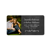 Photo Return Address Labels | Black Chalkboard