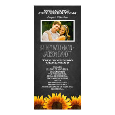Photo Rustic Chalkboard Sunflower Wedding Programs Rack Card