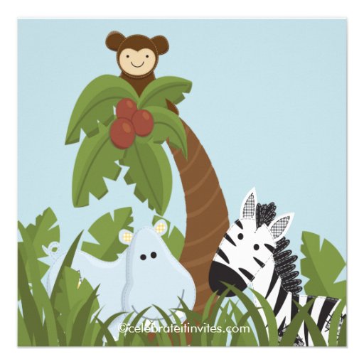 Photo Safari Jungle Animal Kid Birthday Party Custom Invites