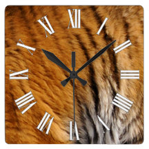 Photo-sampled Tiger Stripes Big Cat Wildlife Wallclocks