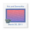 Photo Save the date wedding magnets, blue rose magnet