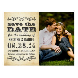 Photo Save the Dates | Vintage Poster Style Postcard