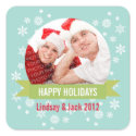 Photo snow globe green banner christmas sticker sticker