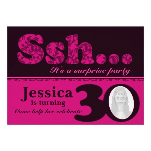 Photo ssh surprise pink 30th birthday invite (front side)
