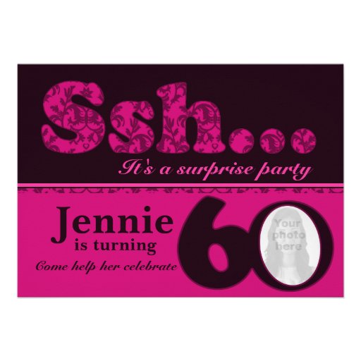 Photo ssh surprise pink 60th birthday invite