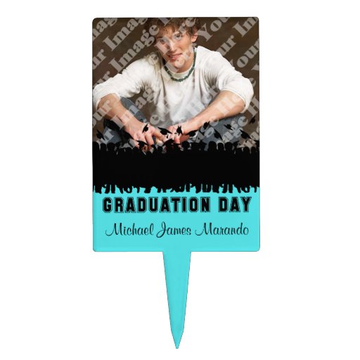 Photo Teal Silhouette Graduation Cake Topper