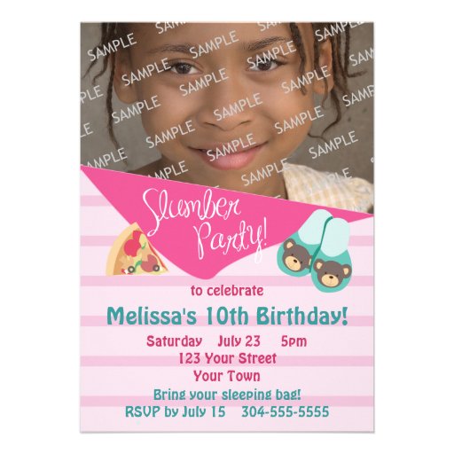 Photo Template Slumber Party Announcements (front side)
