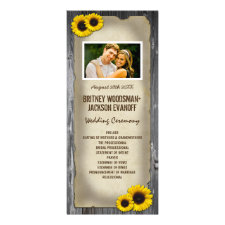 Photo Vintage Barn Wood Sunflower Wedding Programs Rack Cards
