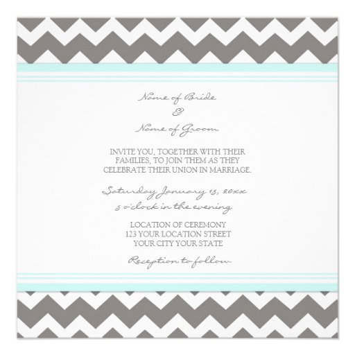 Photo Wedding Invitations Grey Blue Chevron